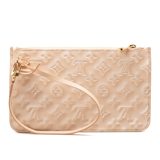 Louis Vuitton Empreinte Monogram Summer Stardust Neverfull MM Pochette Beige Clair Pink Wristlet