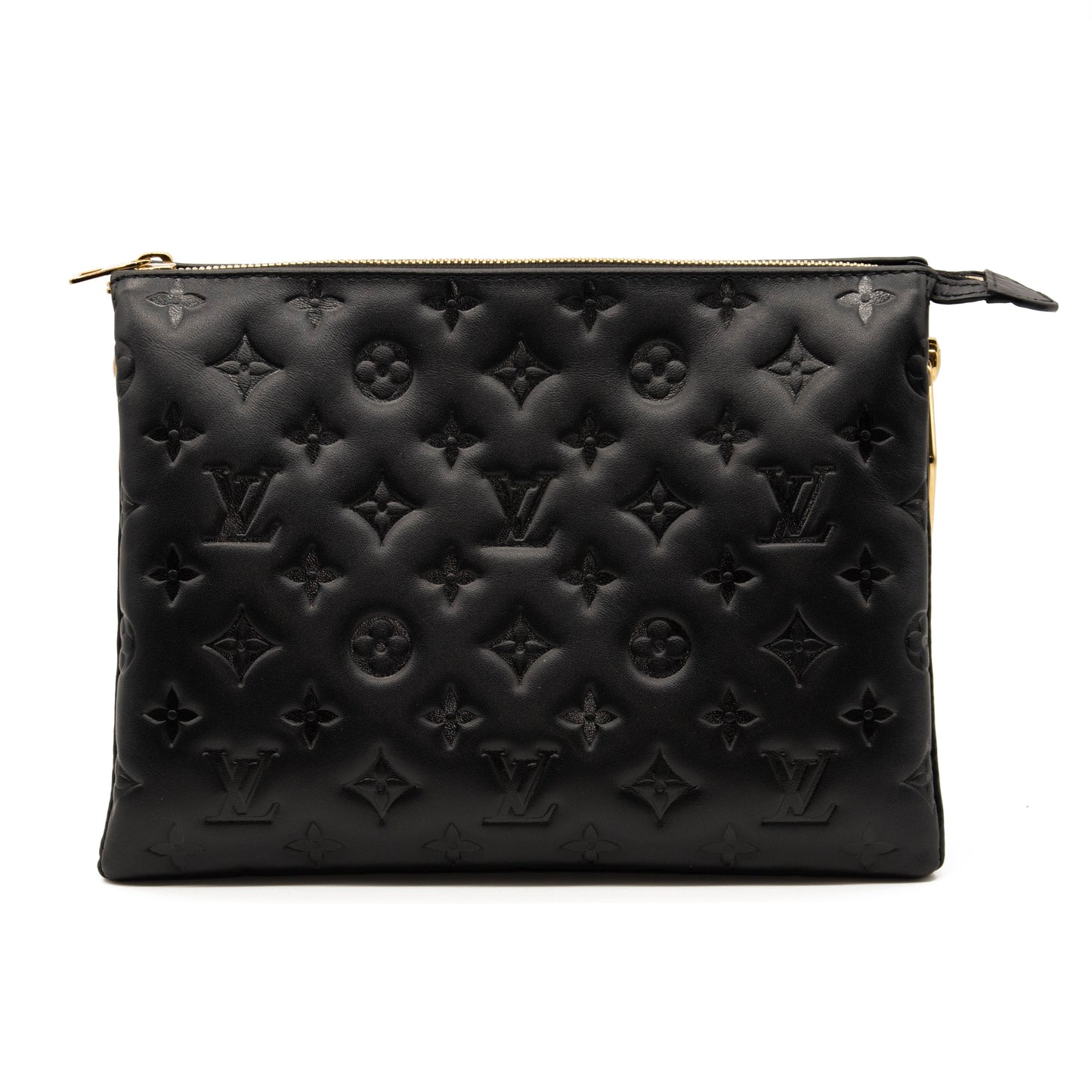 Louis Vuitton Lambskin Embossed Monogram Coussin PM Black