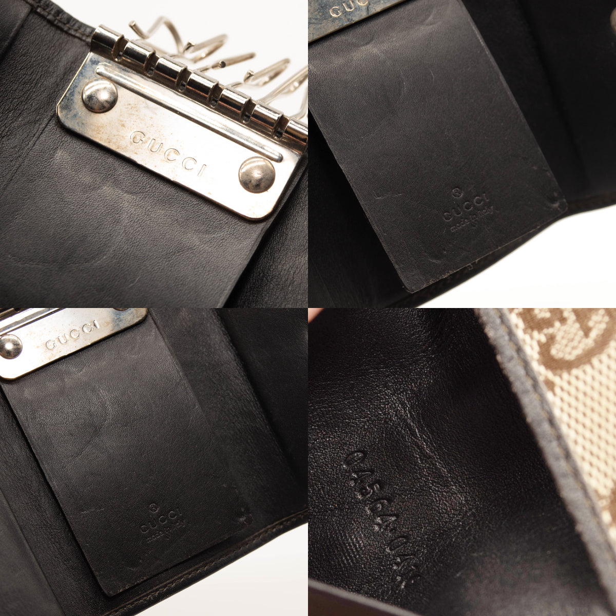 GUCCI Monogram 6 Key Holder Case Dark Brown GG Wallet Canvas Signature Logo
