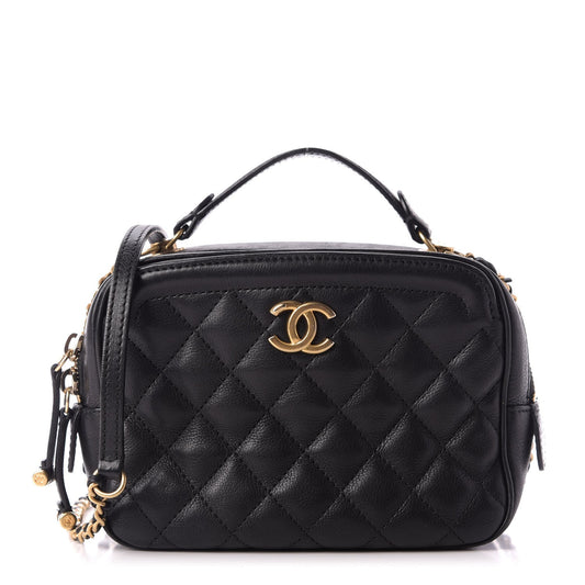 Chanel Calfskin Quilted CC Small Vanity Case Black