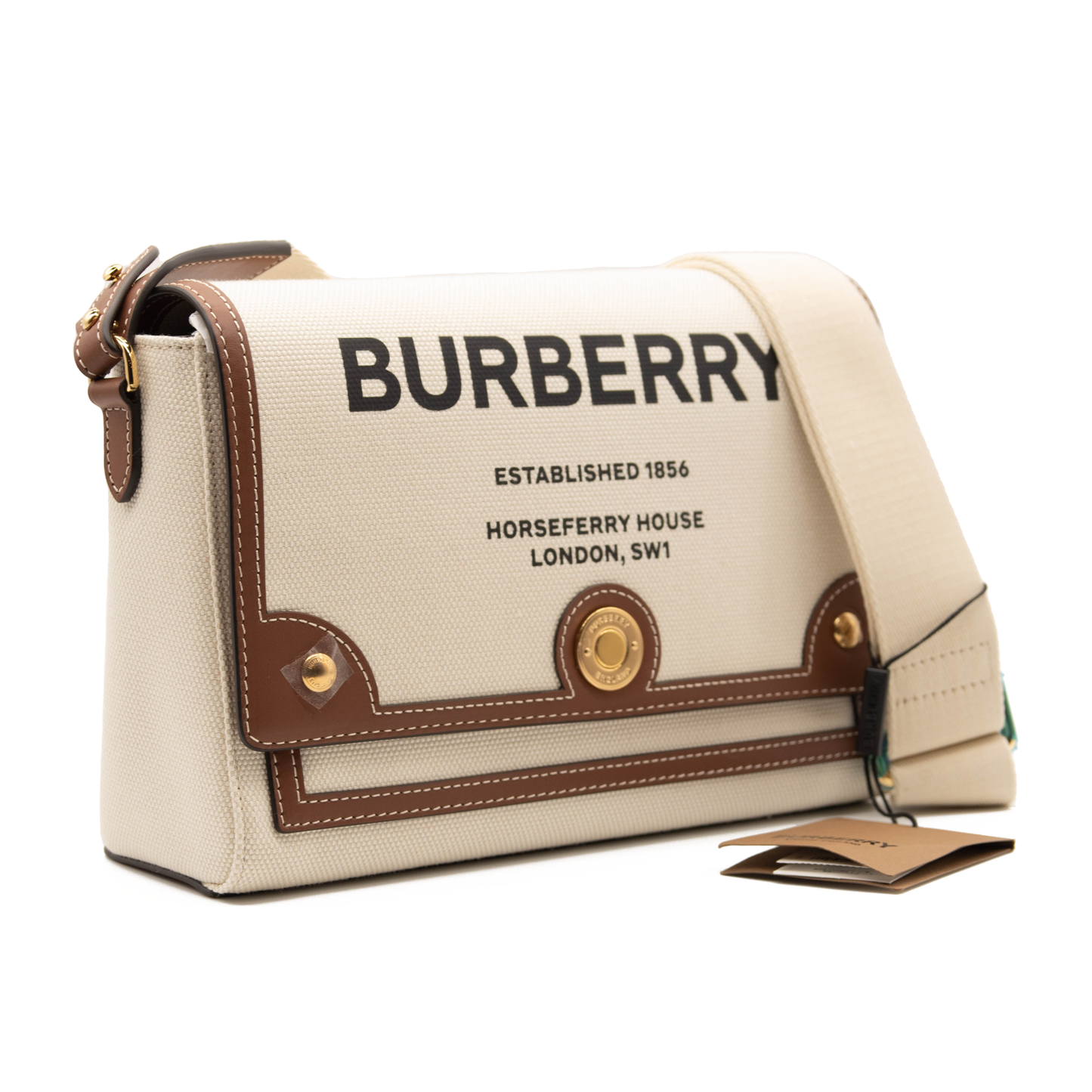 NEW Burberry Horseferry Print Canvas Note Bag in Natural/tan