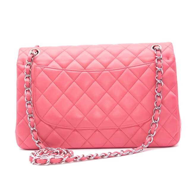 Chanel Double Flap Quilted Jumbo Pink Lambskin Leather Shoulder Bag