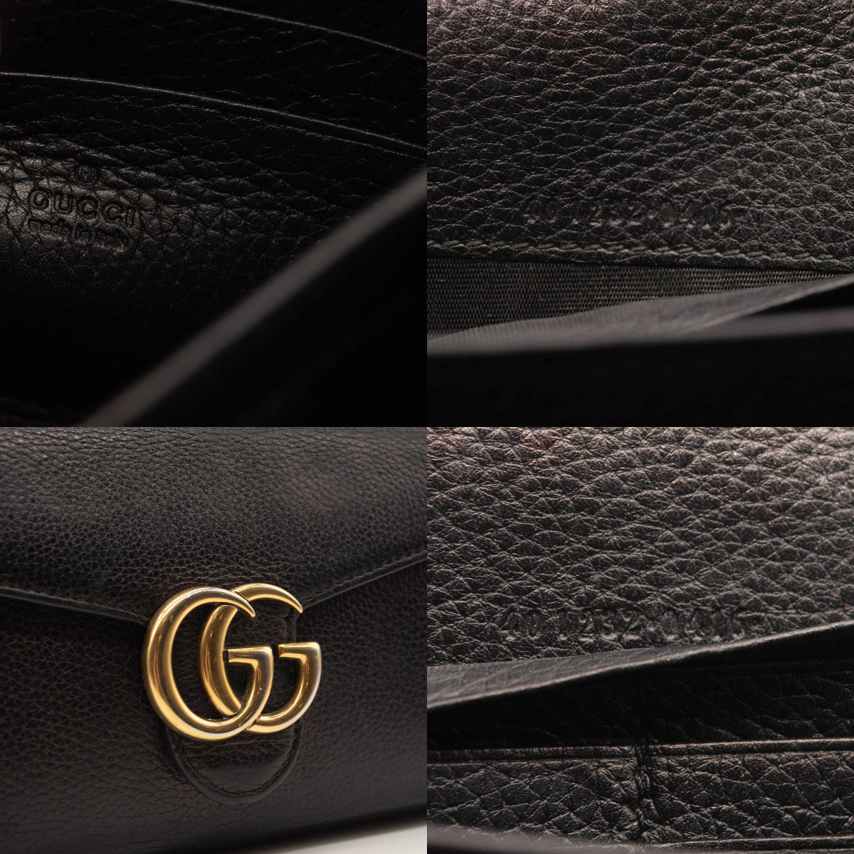 Gucci Marmont Chain Wallet Black Leather Shoulder Bag WOC GG Crossbody