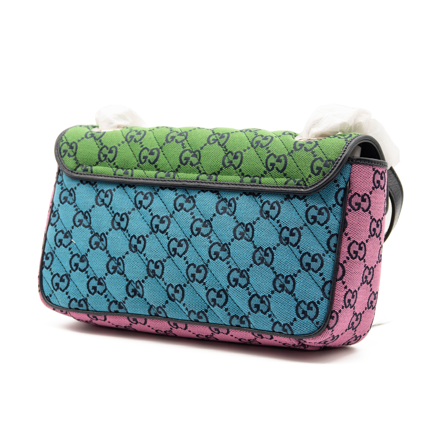 NEW Gucci Monogram Multicolor Matelasse Diagonal Small GG Marmont Shoulder Bag Multicolor