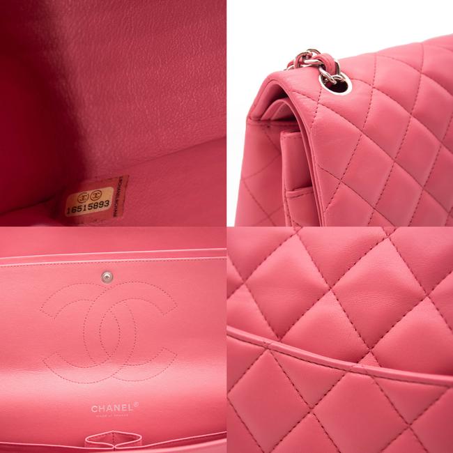 Chanel Double Flap Quilted Jumbo Pink Lambskin Leather Shoulder Bag