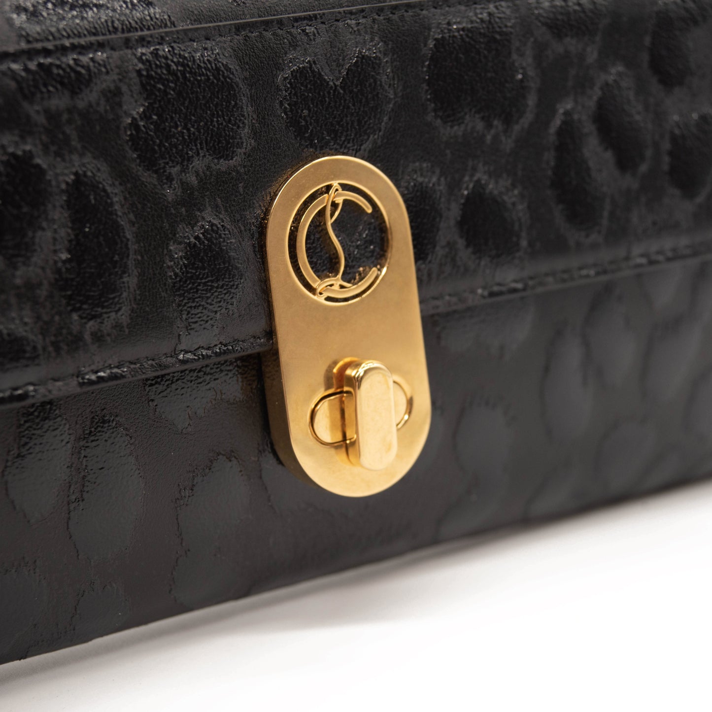NEW Christian Louboutin Belt Elisa Embossed Black Leather Messenger Bag