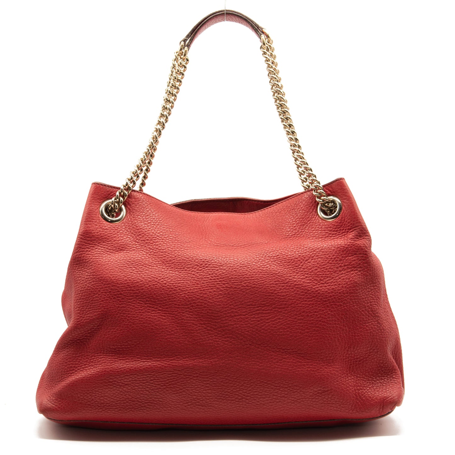 Gucci Pebbled Calfskin Medium Soho Chain Shoulder Bag Red Tote