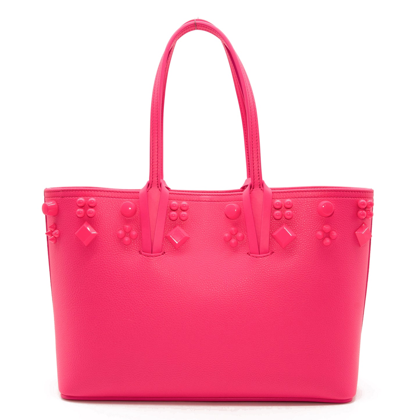 NEW Christian Louboutin Small Cabata Studded Leather Tote Pink POUPIDOU