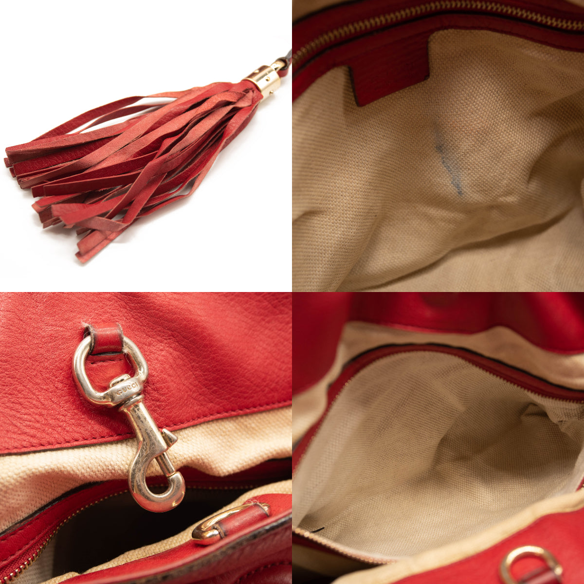 Gucci Pebbled Calfskin Medium Soho Chain Shoulder Bag Red Tote