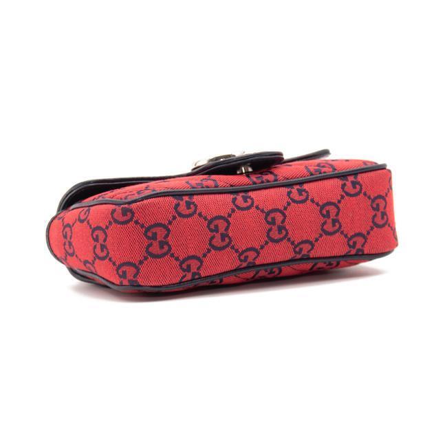 NEW Gucci GG Marmont Monogram Multicolor Matelasse Diagonal Super Mini Red Canvas Shoulder Bag