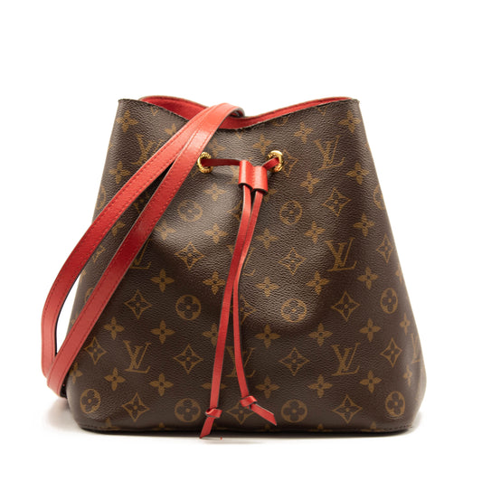 Louis Vuitton Monogram Neonoe Mm Coquelicot Brown/Red Canvas Shoulder Bag