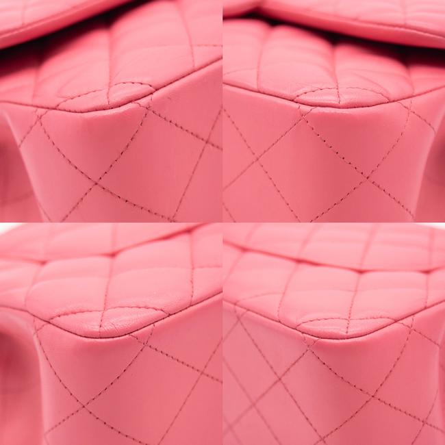 Chanel Double Flap Quilted Jumbo Pink Lambskin Leather Shoulder Bag