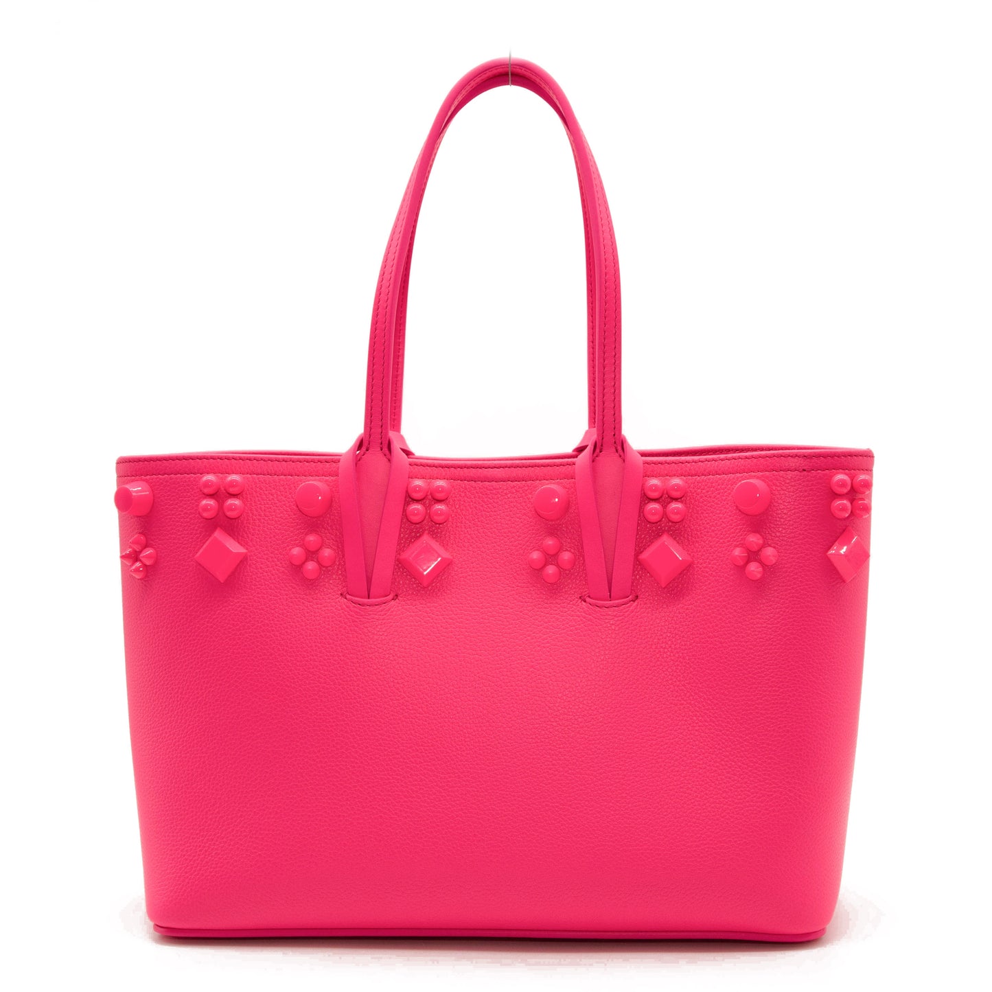 NEW Christian Louboutin Small Cabata Studded Leather Tote Pink POUPIDOU