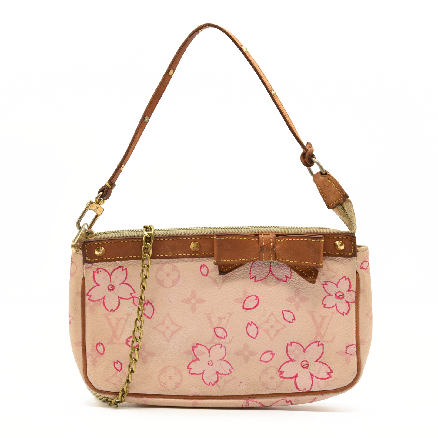 Used Louis Vuitton Monogram Cherry Blossom Pochette Accessories Pink