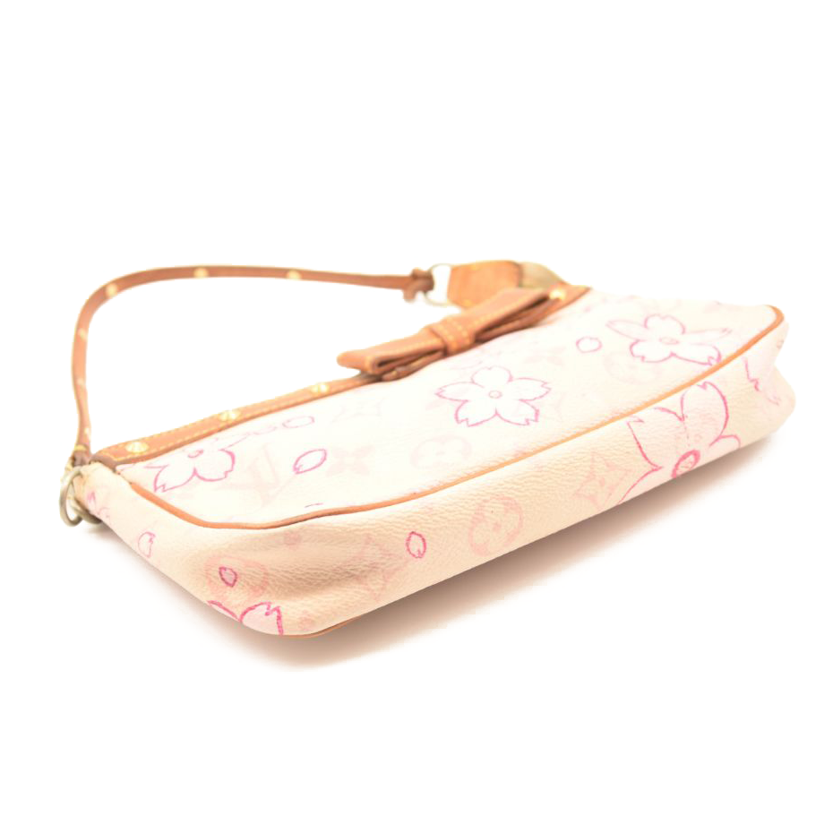 Used Louis Vuitton Monogram Cherry Blossom Pochette Accessories Pink