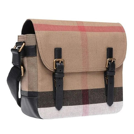 Burberry Mega Check Small Baildon Computer Black Brown Canvas Messenger Bag