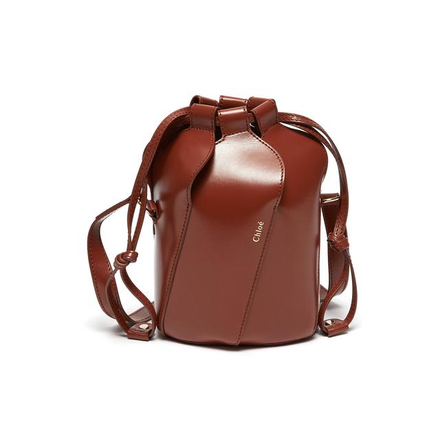 NEW Chloe Bucket Tulip Small Sepia Brown Leather Cross Body Bag