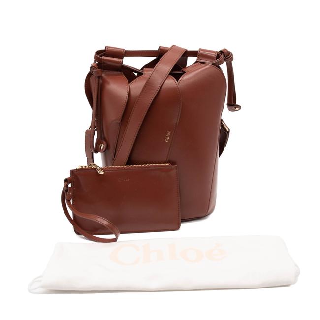 NEW Chloe Bucket Tulip Small Sepia Brown Leather Cross Body Bag