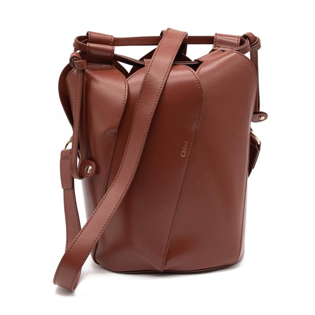 NEW Chloe Bucket Tulip Small Sepia Brown Leather Cross Body Bag