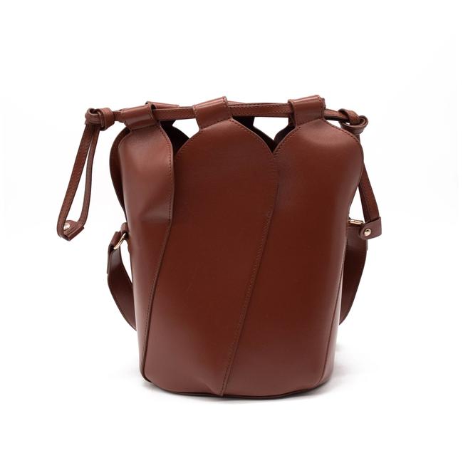 NEW Chloe Bucket Tulip Small Sepia Brown Leather Cross Body Bag