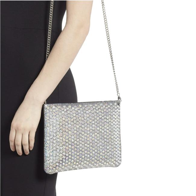 Christian Louboutin Crossbody Clutch Loubiclutch Metallic Leatloubiclutch Metallic Silver Leather Shoulder Bag