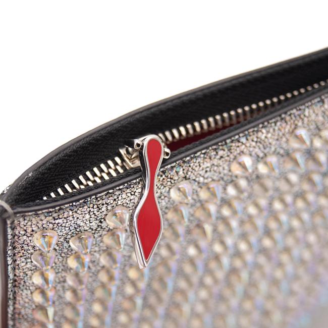 Christian Louboutin Crossbody Clutch Loubiclutch Metallic Leatloubiclutch Metallic Silver Leather Shoulder Bag