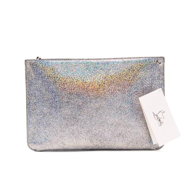 Christian Louboutin Crossbody Clutch Loubiclutch Metallic Leatloubiclutch Metallic Silver Leather Shoulder Bag