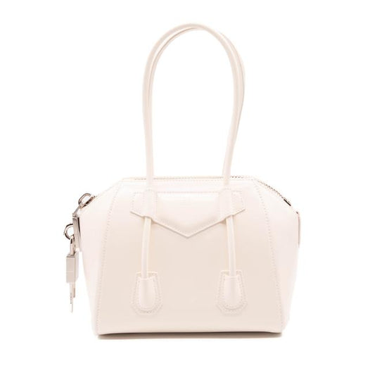 NEW Givenchy Mini Antigona Lock Satchel Ivory Tote White Leather Shoulder Bag