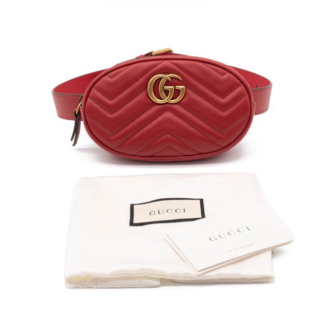 NEW Gucci Belt Marmont 65 Gg Small Matelasse Red Leather Messenger Bag