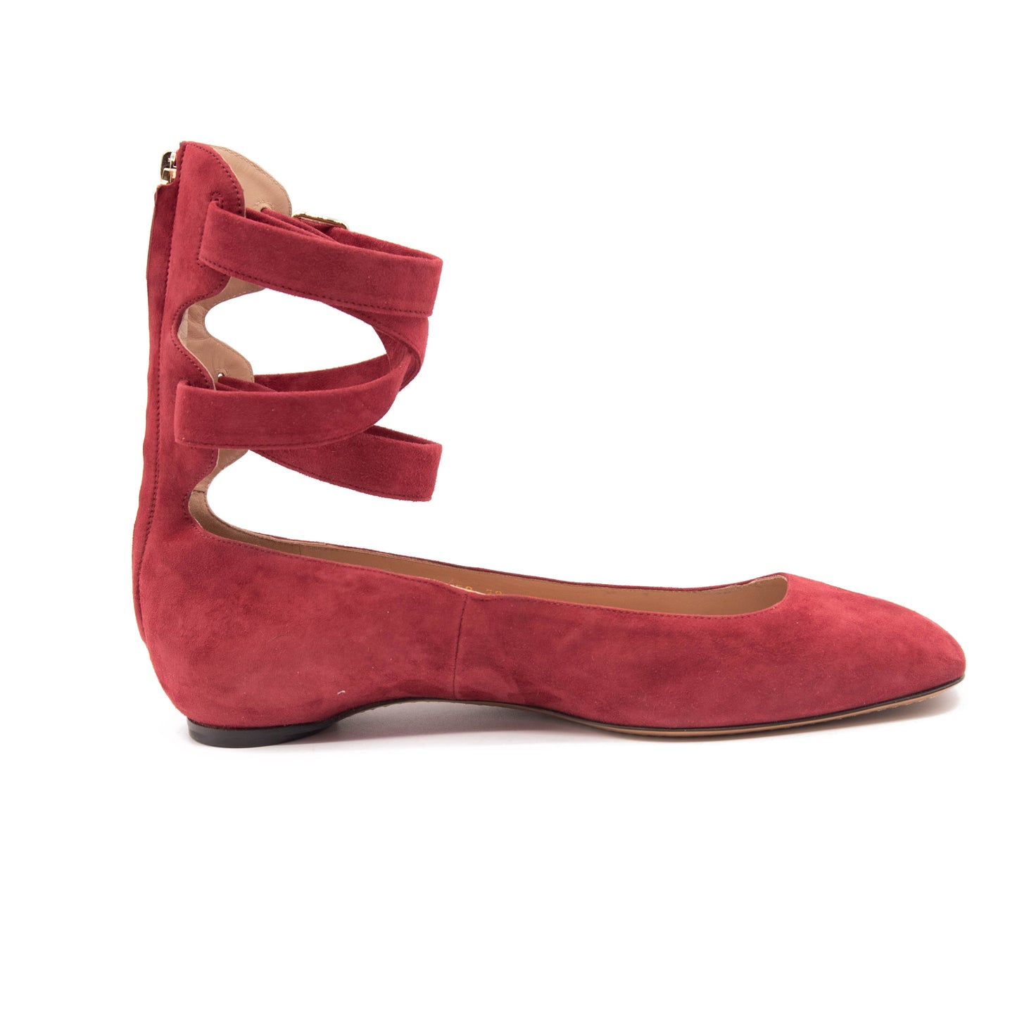 NEW Valentino Red Suede Ankle Wrap Ballet Rubino Flats EU 39