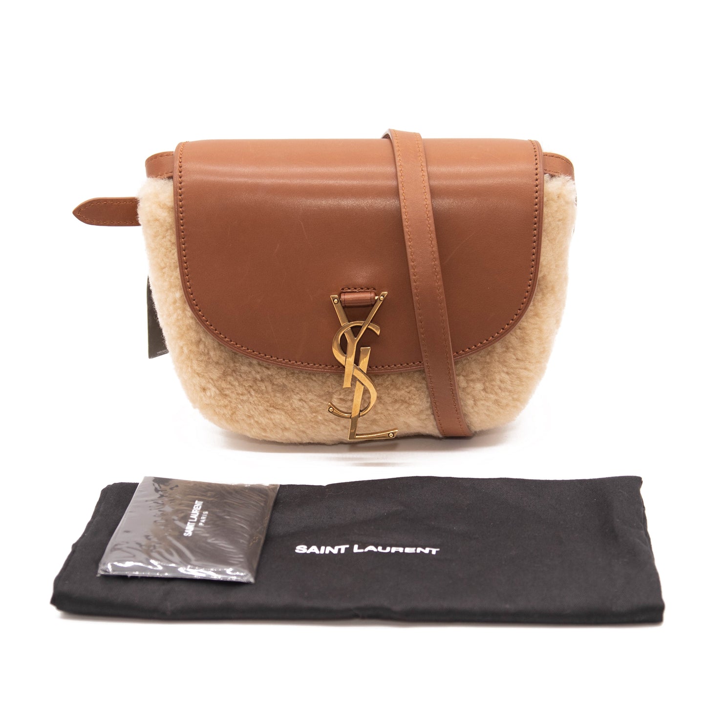 Saint Laurent Shoulder Small Kaia Suede & Shearling 619740 Bto8w 9276 Brown Leather Cross Body Bag