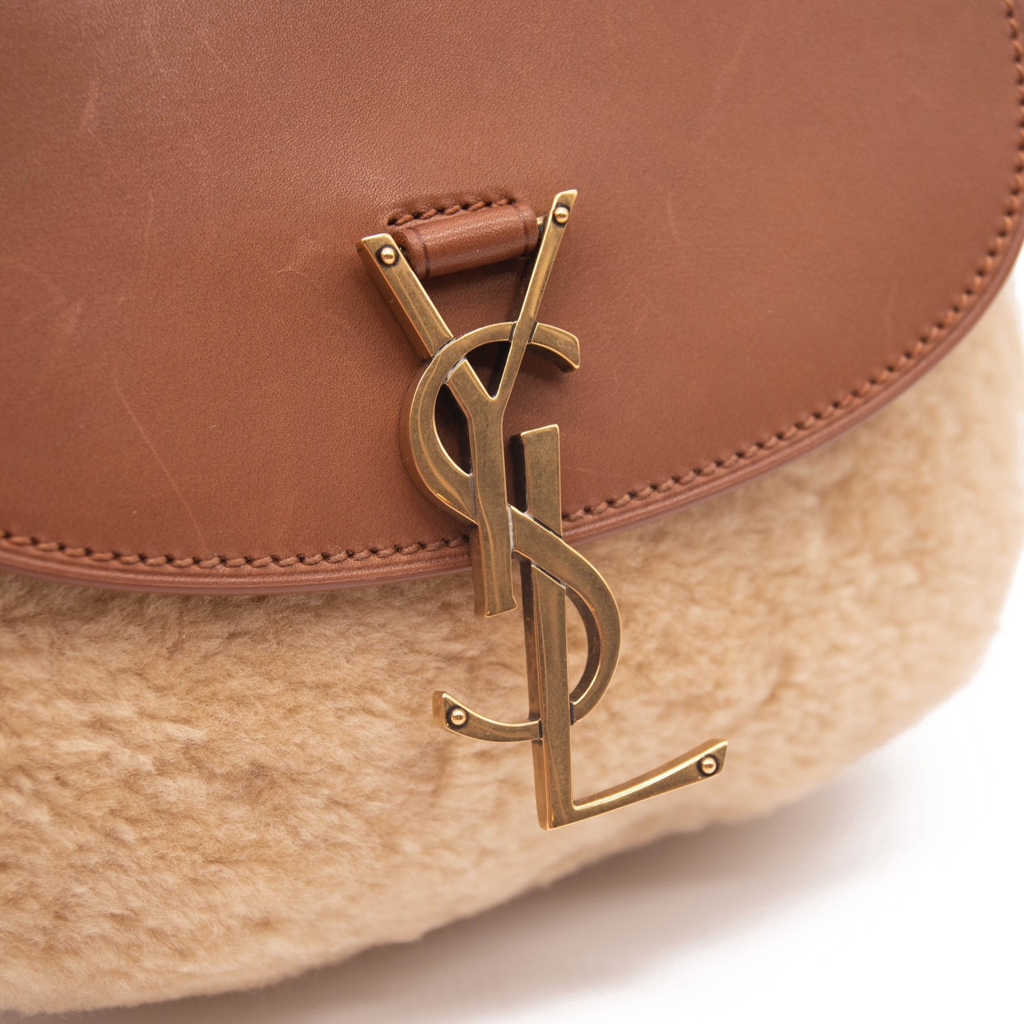 Saint Laurent Shoulder Small Kaia Suede & Shearling 619740 Bto8w 9276 Brown Leather Cross Body Bag