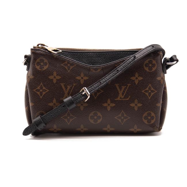 Louis Vuitton Chain Pallas Clutch Black Brown Monogram Canvas Shoulder Bag