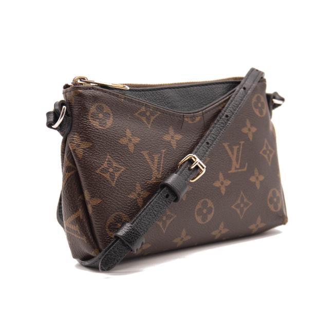 Louis Vuitton Chain Pallas Clutch Black Brown Monogram Canvas Shoulder Bag