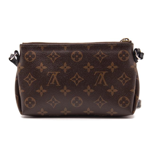 Louis Vuitton Chain Pallas Clutch Black Brown Monogram Canvas Shoulder Bag