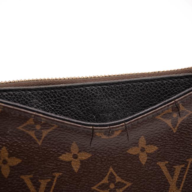 Louis Vuitton Chain Pallas Clutch Black Brown Monogram Canvas Shoulder Bag