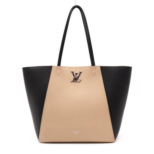 Louis Vuitton Lockme Go Vanilla Calfskin Black Leather Tote