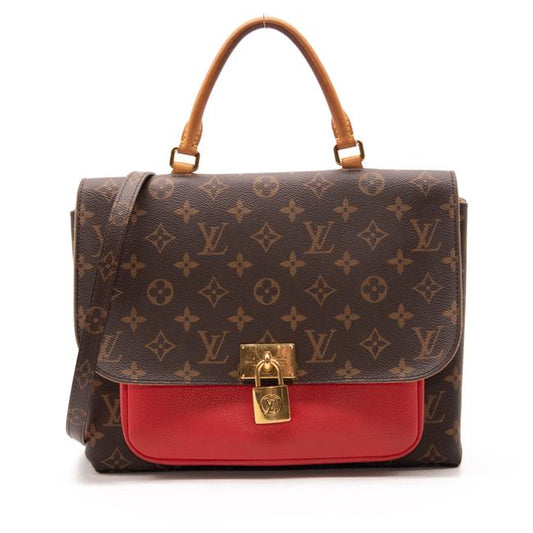 Louis Vuitton Marignan Brown Satchel Red Monogram Canvas Shoulder Bag