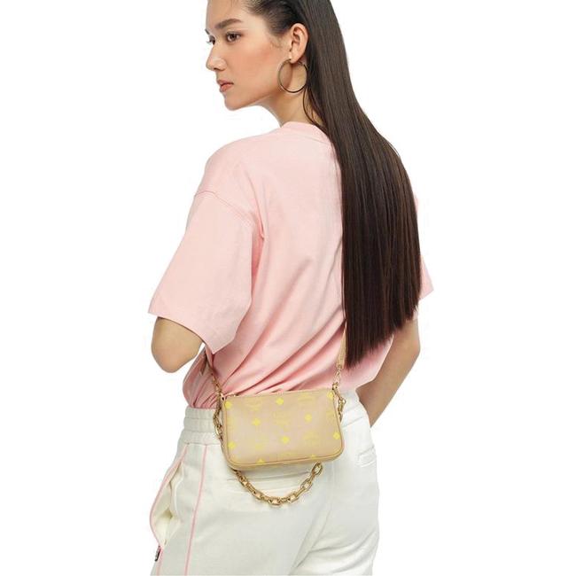 NEW MCM Shoulder Mini Color Splash Logo Beige Polyurethane Cross Body ...