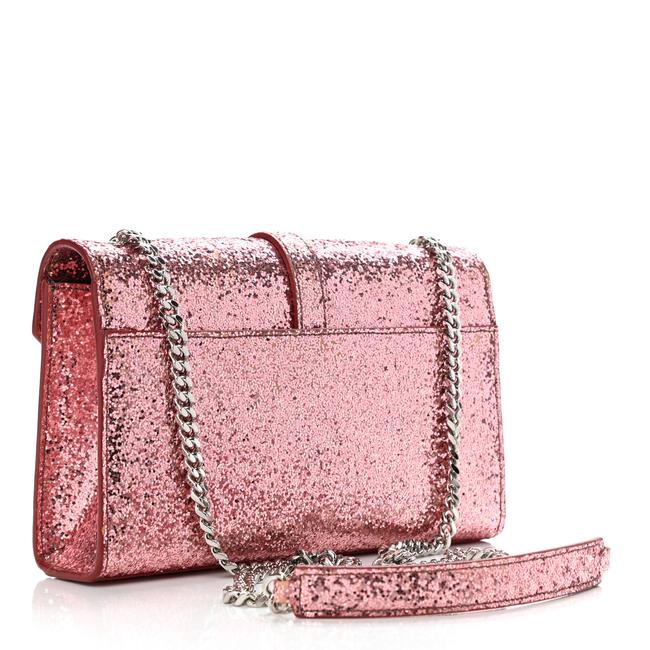 Saint Laurent Glitter Monogram Galactica Satchel Pink Leather Shoulder Bag