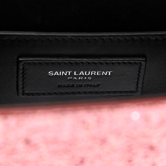 Saint Laurent Glitter Monogram Galactica Satchel Pink Leather Shoulder Bag