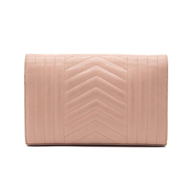 Saint Laurent Monogram Envelope Chain Wallet Tri-quilt Beige Mixed Shoul Pink Leather Shoulder Bag