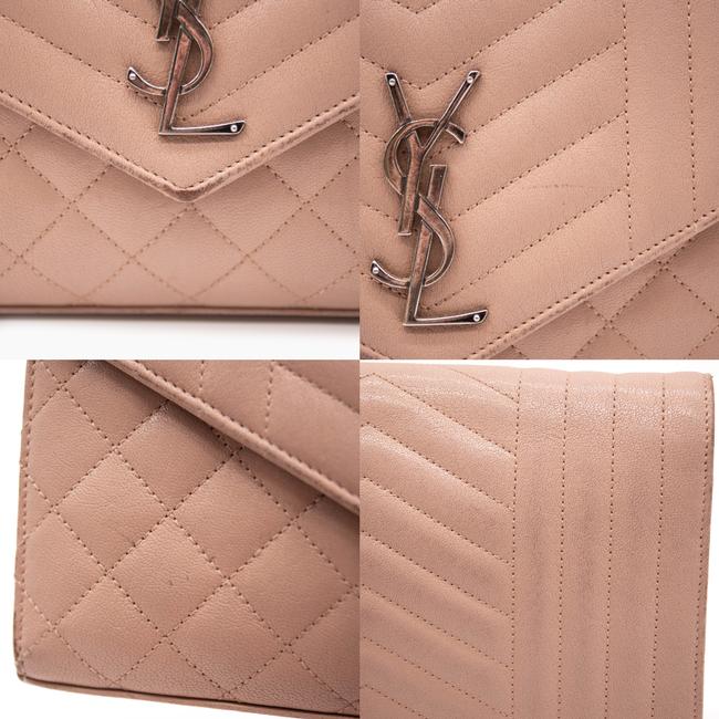 Saint Laurent Monogram Envelope Chain Wallet Tri-quilt Beige Mixed Shoul Pink Leather Shoulder Bag