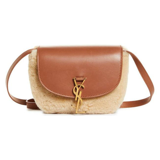 Saint Laurent Shoulder Small Kaia Suede & Shearling 619740 Bto8w 9276 Brown Leather Cross Body Bag
