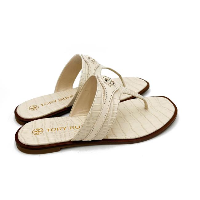 Tory Burch Off White New Carson Thong Welt Croc Sandals US 9