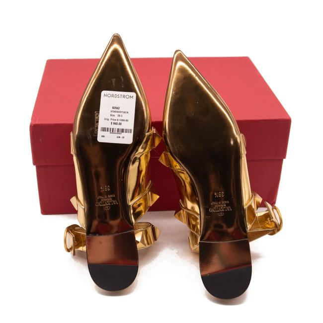 NEW Valentino Gold Roman Ankle Strap Pointed Toe Brass Eu38.5 Flats