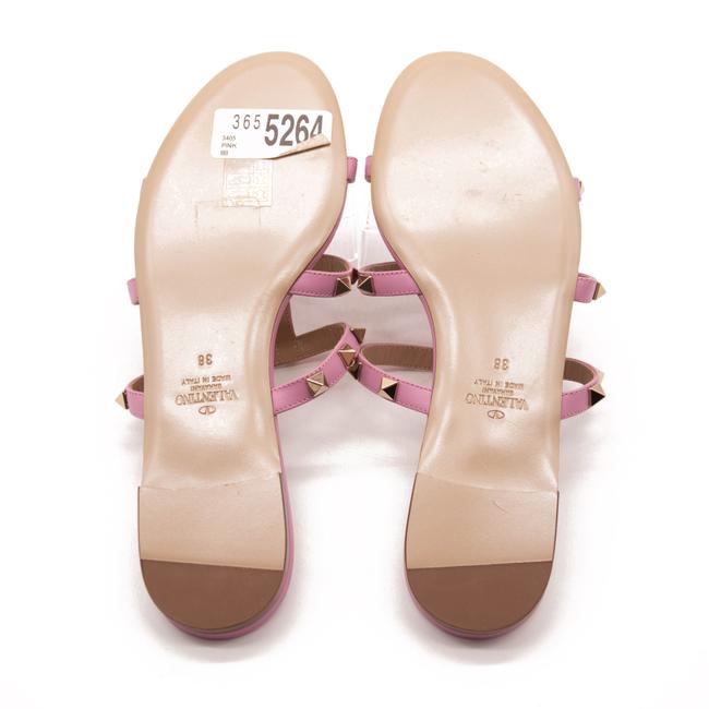 NEW Valentino Pink Purple Calfskin Rockstud Caged Flat Slide Poudre Sandals