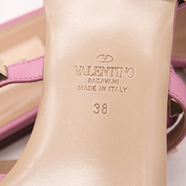 NEW Valentino Pink Purple Calfskin Rockstud Caged Flat Slide Poudre Sandals